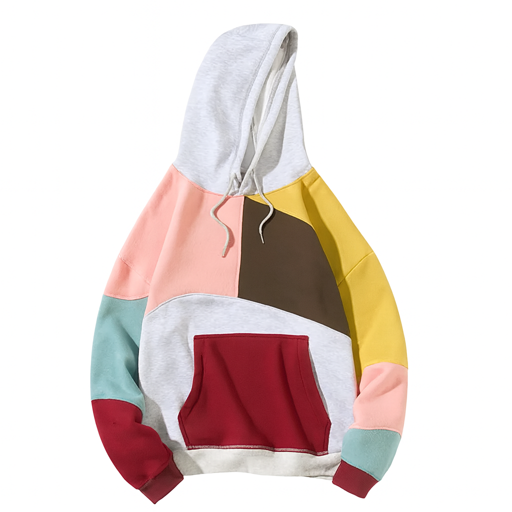 Kai | Oversized Cotton Hoodie with Patchwork Detail - Northeart Couture