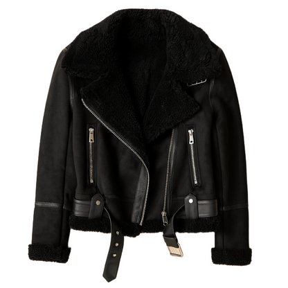 Naomi | Leather Women Jacket with Sherpa Lining - Northeart Couture