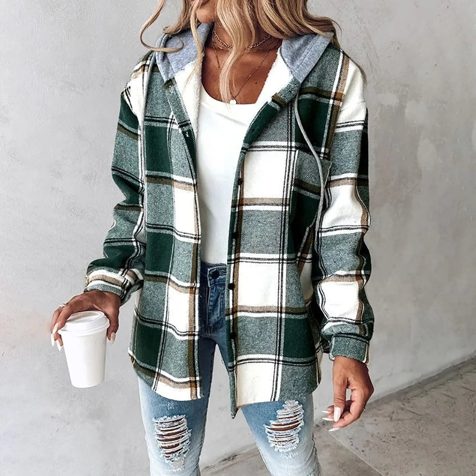 Callista | Modern Plaid Hooded Jacket for Women - Northeart Couture