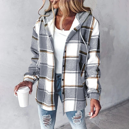 Callista | Modern Plaid Hooded Jacket for Women - Northeart Couture