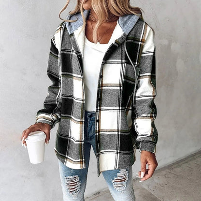 Callista | Modern Plaid Hooded Jacket for Women - Northeart Couture