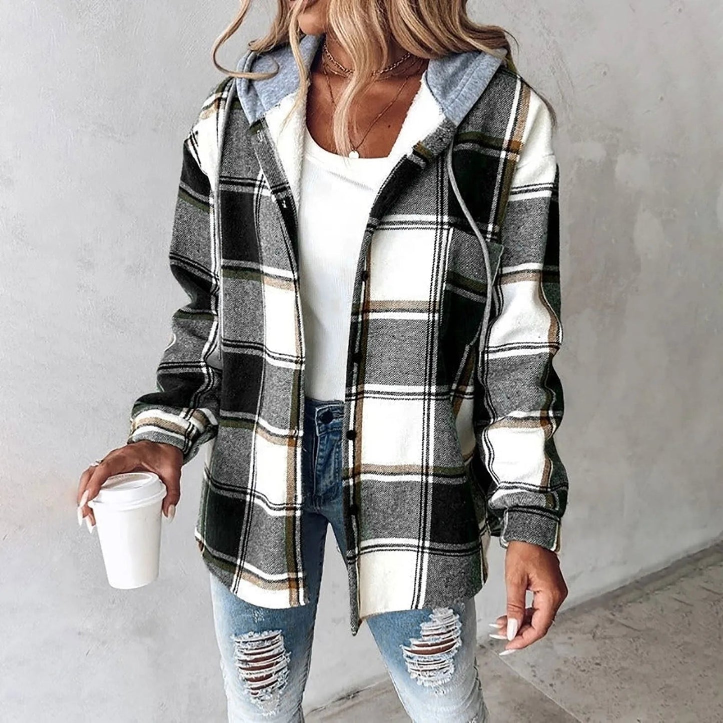 Callista | Modern Plaid Hooded Jacket for Women - Northeart Couture