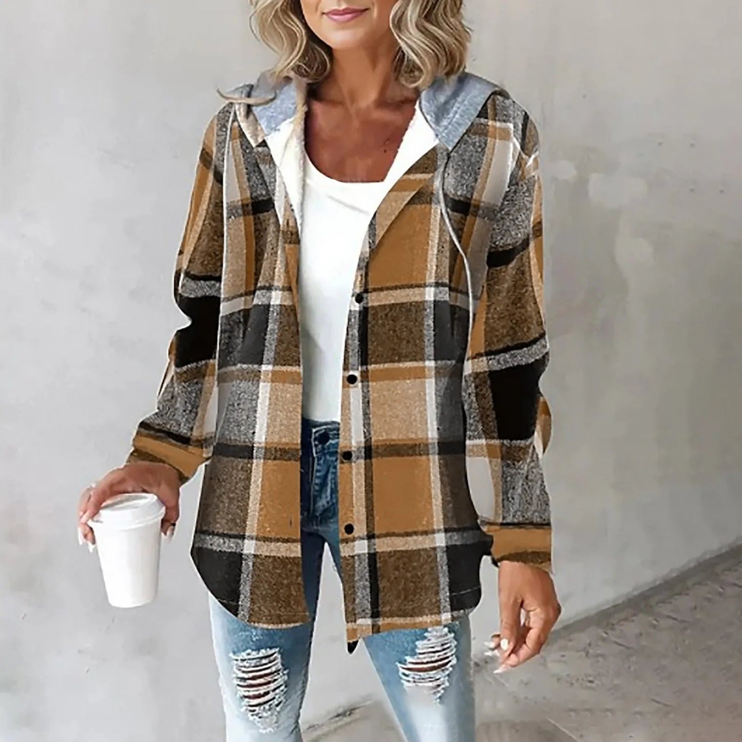 Callista | Modern Plaid Hooded Jacket for Women - Northeart Couture
