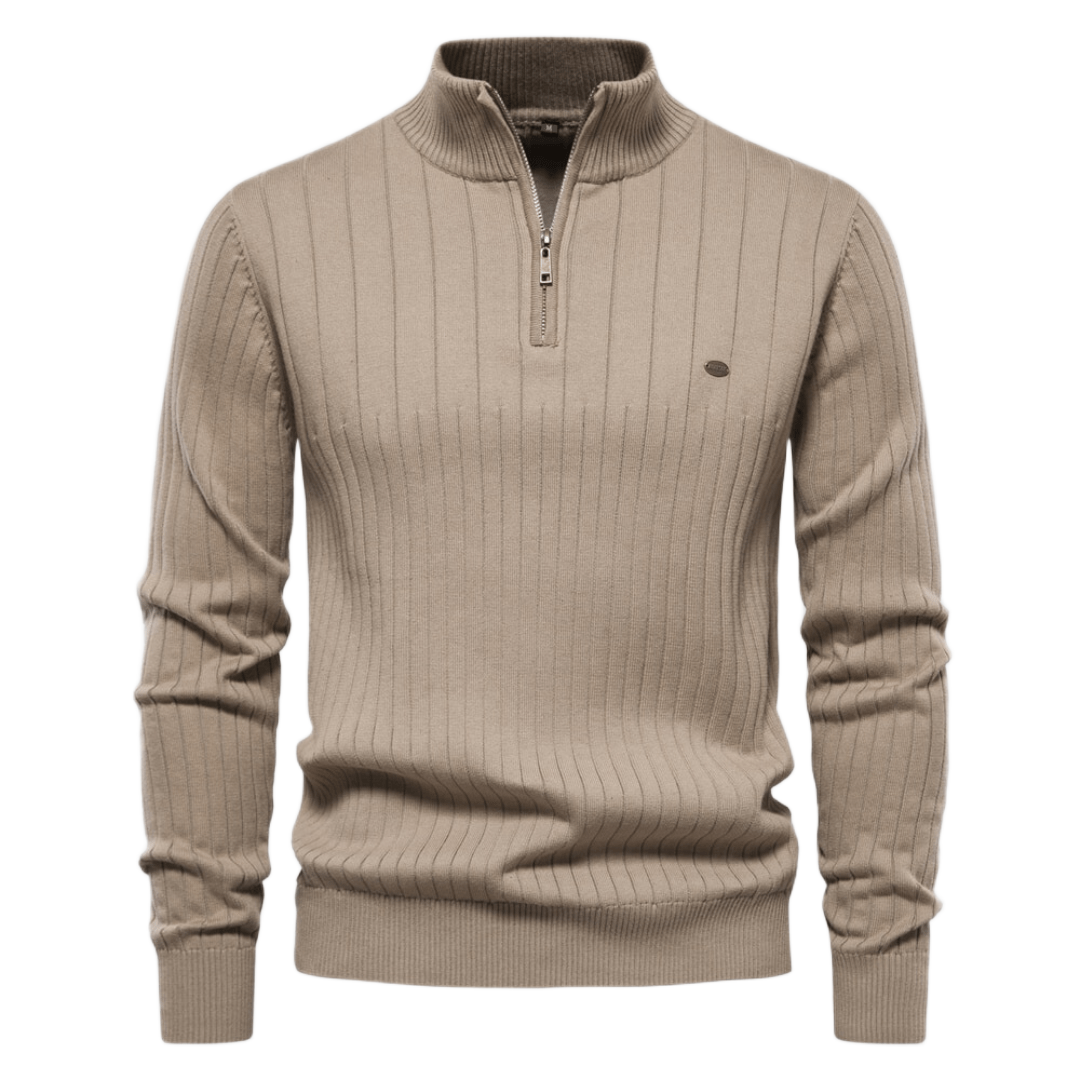 Maddox | Classic Ribbed Quarter-Zip Sweater - Northeart Couture