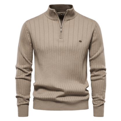 Maddox | Classic Ribbed Quarter-Zip Sweater - Northeart Couture