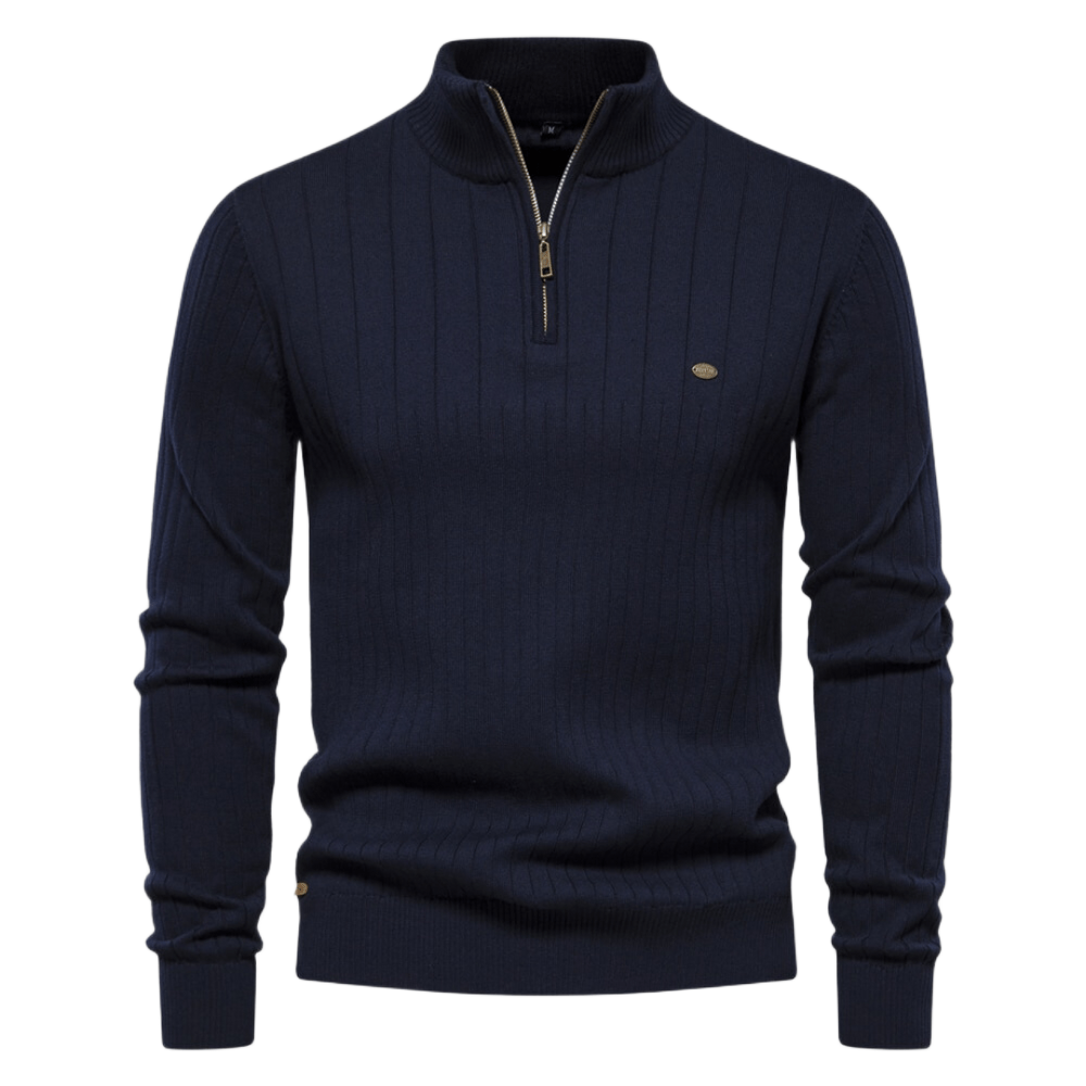 Maddox | Classic Ribbed Quarter-Zip Sweater - Northeart Couture