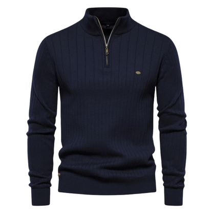 Maddox | Classic Ribbed Quarter-Zip Sweater - Northeart Couture
