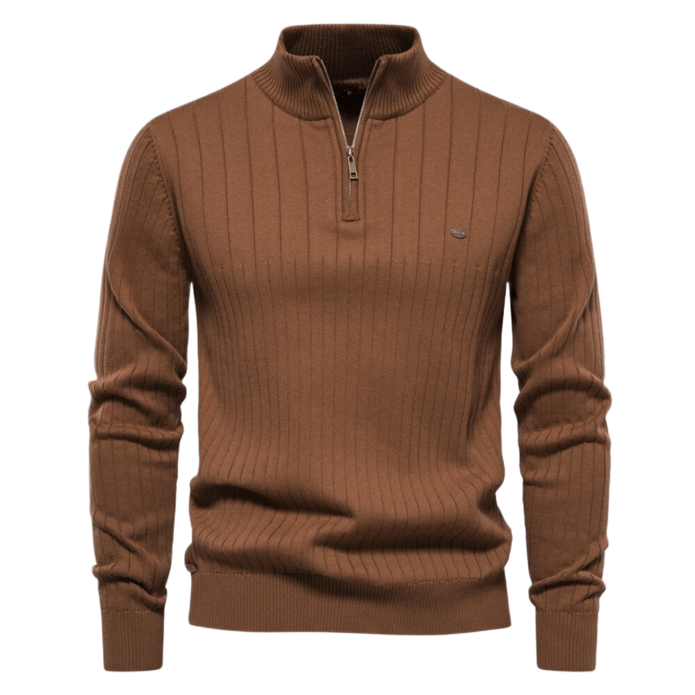 Maddox | Classic Ribbed Quarter-Zip Sweater - Northeart Couture