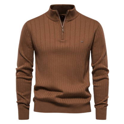 Maddox | Classic Ribbed Quarter-Zip Sweater - Northeart Couture