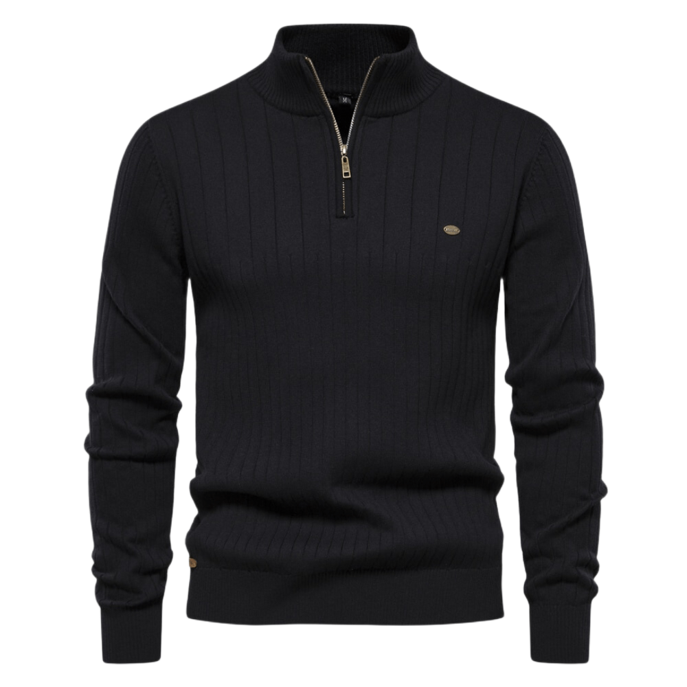 Maddox | Classic Ribbed Quarter-Zip Sweater - Northeart Couture
