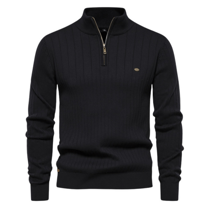 Maddox | Classic Ribbed Quarter-Zip Sweater - Northeart Couture