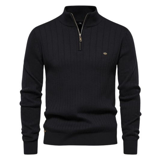 Maddox | Classic Ribbed Quarter-Zip Sweater - Northeart Couture