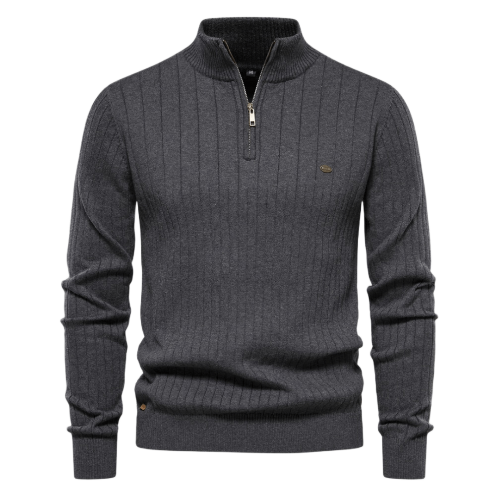 Maddox | Classic Ribbed Quarter-Zip Sweater - Northeart Couture
