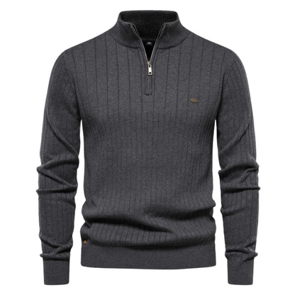 Maddox | Classic Ribbed Quarter-Zip Sweater - Northeart Couture