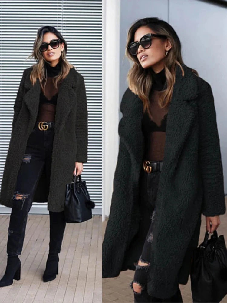 Isla | Trendy Warm Long Teddy Coat for Women - Northeart Couture